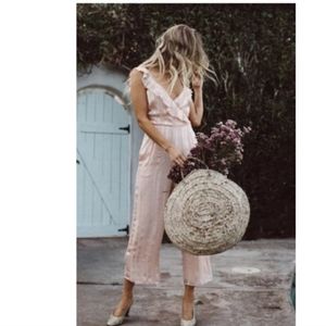 SMYMM Rose Pink Bianca Ribbed Lined Jumpsuit Medium